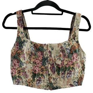 Wild Fable Forest Fairy Floral Print Tapestry Corset Cottagecore Crop Top Size S